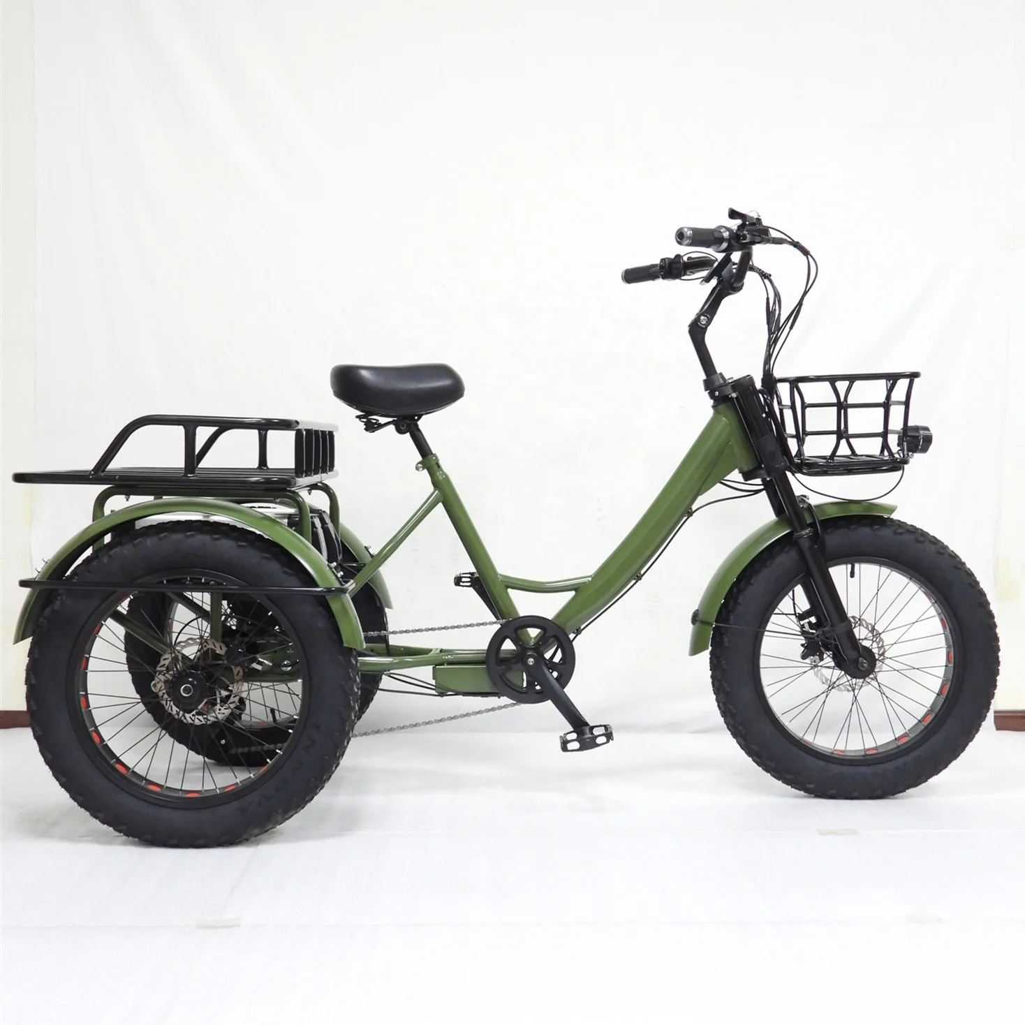 Touring and Renting 20 Inch Removable Lithium Battery Powered Adult Electric Cargo Tricycle 500w 48V  Fat Tire Wheels Rickshaw