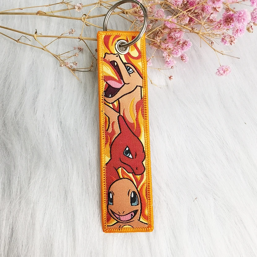 Embroidery Keychain Cheap Custom Logo Woven Embroidered Embroidery Patch Keychain Keyring Key Tag