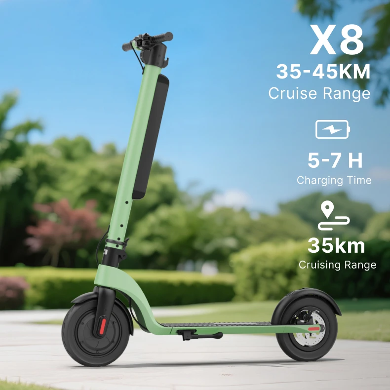 2025 10-Inch 350W Portable Green E-Scooter Lightweight Foldable Adult Urban Mobility Electric Scooter 10AH Removable Lithium