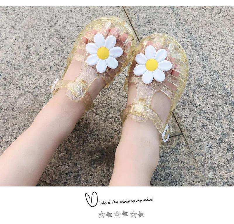 Toddlers Jelly Sandals T-strap Flats Clear Summer Beach Rain Shoes ...