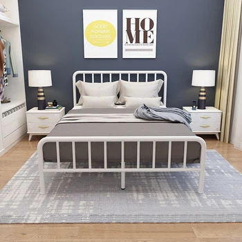 industrial design bedroom furniture white KD metal bed frame twin wrought iron folding king double bed