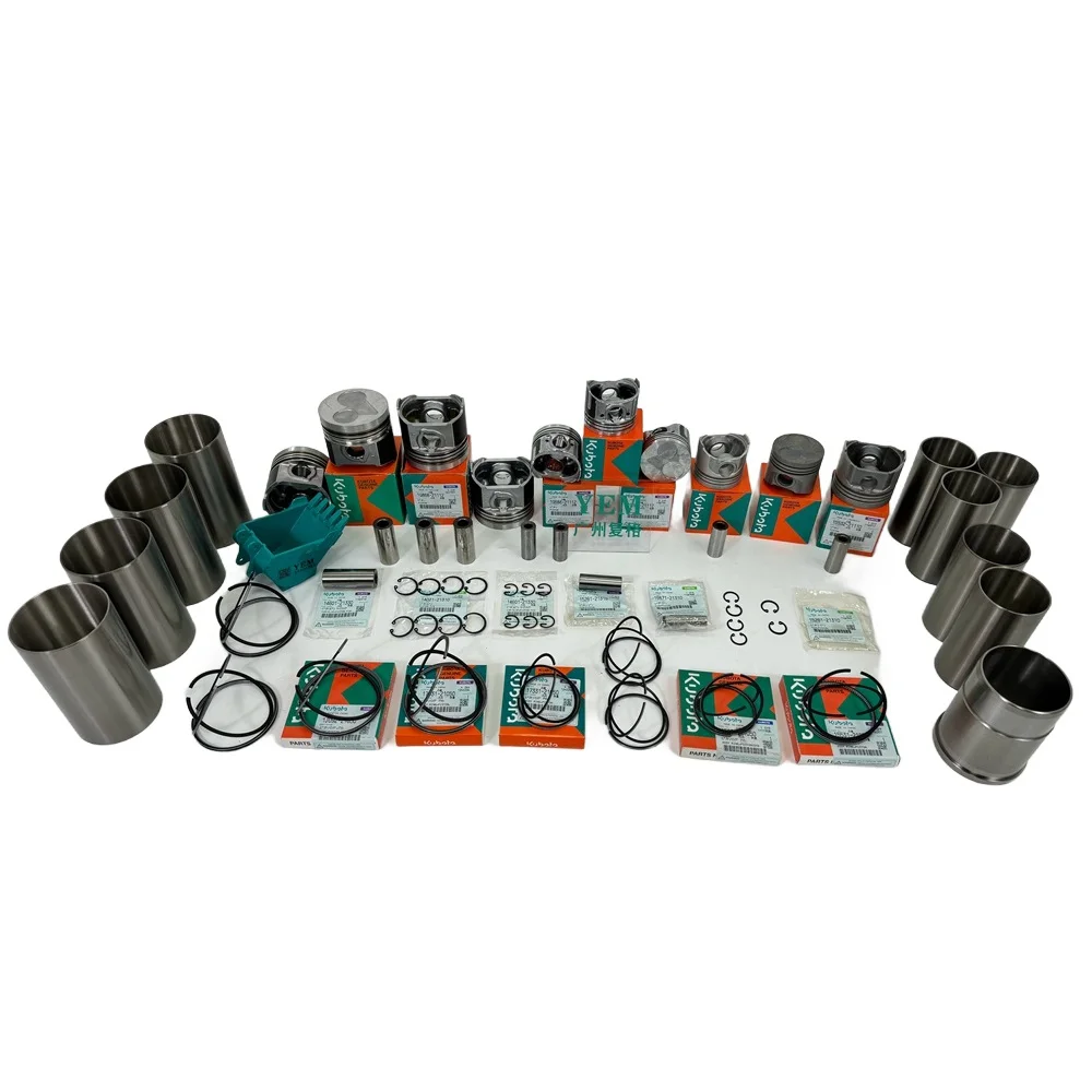 1-4 Cylinder Liner Kit With Pistons Rings Liner Parts for Kubota D1703 D1503 D722 D782 D902 D662 D1005 D1101 D1105 D1305 D1803