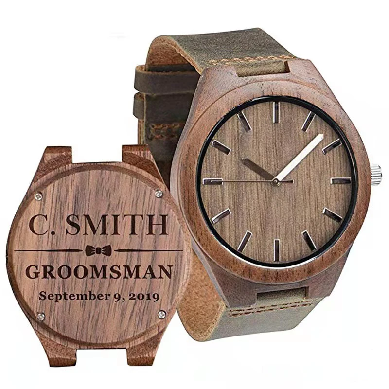 Orologio Da Polso In Legno Di Noce &ndash; Uomo/donna, Quarzo, Bracciale Bamb&ugrave;, Marrone. Stile Naturale E Unico.