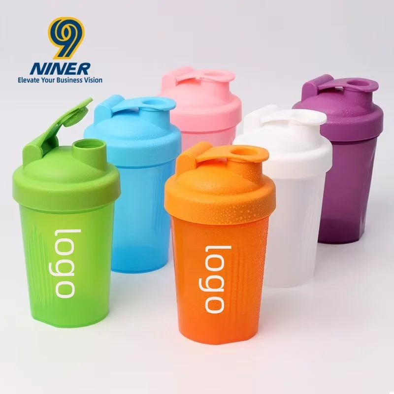 Customized Logo Plastic Protein Shake Cup Fitness Sports Water Bottle 400ml