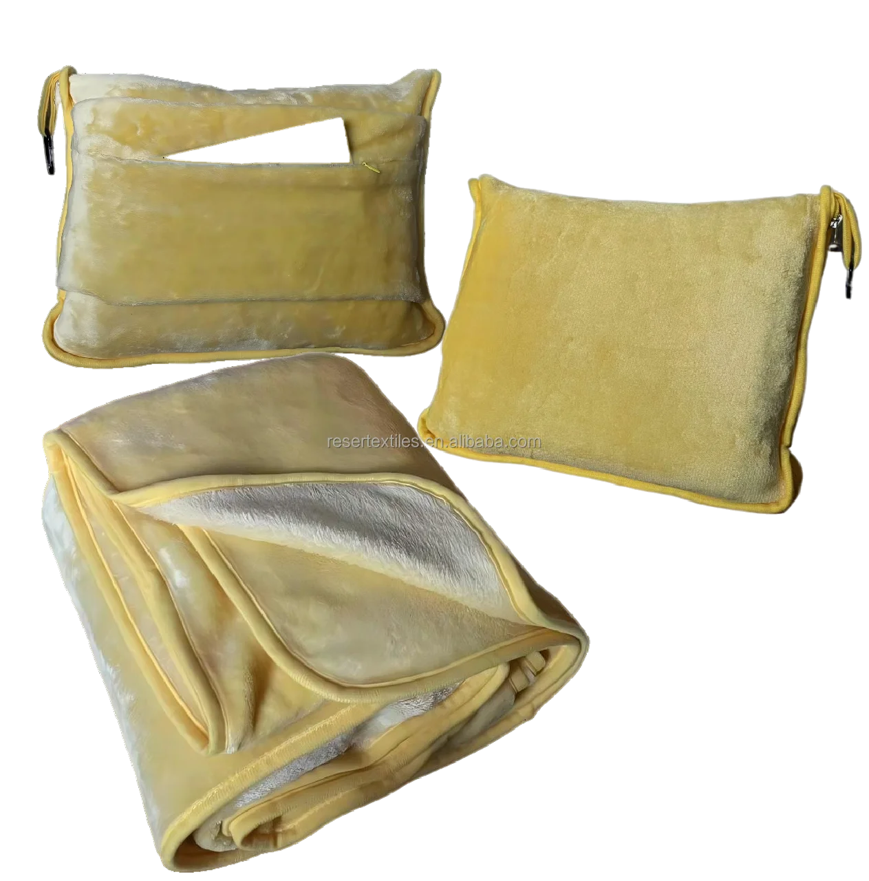 2-in-1 Soft Flannel Knitted Throw Pillow Blanket with Pocket Multipurpose Airplane Travel Essentials for Car Travelers Gift