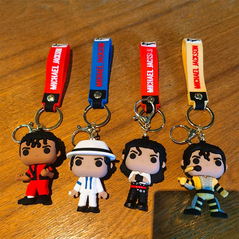 Michael Jackson 3D Keychain Music Idol Doll Machine PVC Rubber