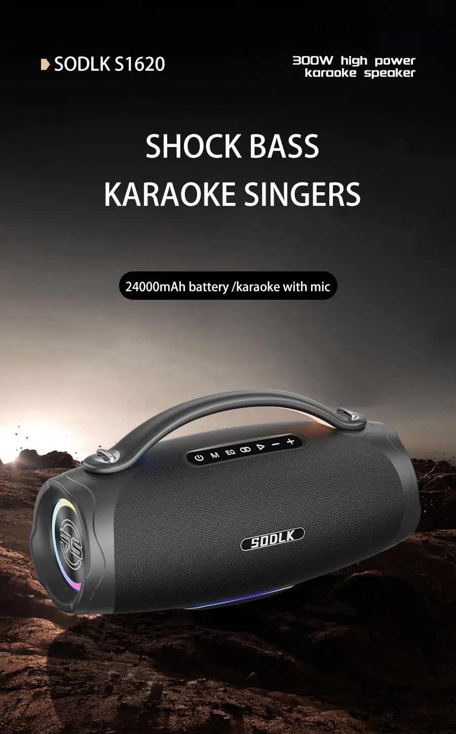 SODLK S1620 300W Wireless Speaker with Deep Bass & RGB Lights