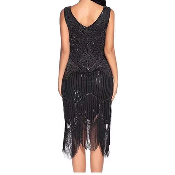 2022 New fashion Women's Vintage Sequin Dress Beaded Tassels Hem Flapper Dresses Vintage Party Dress Tassel Flapper Skirts