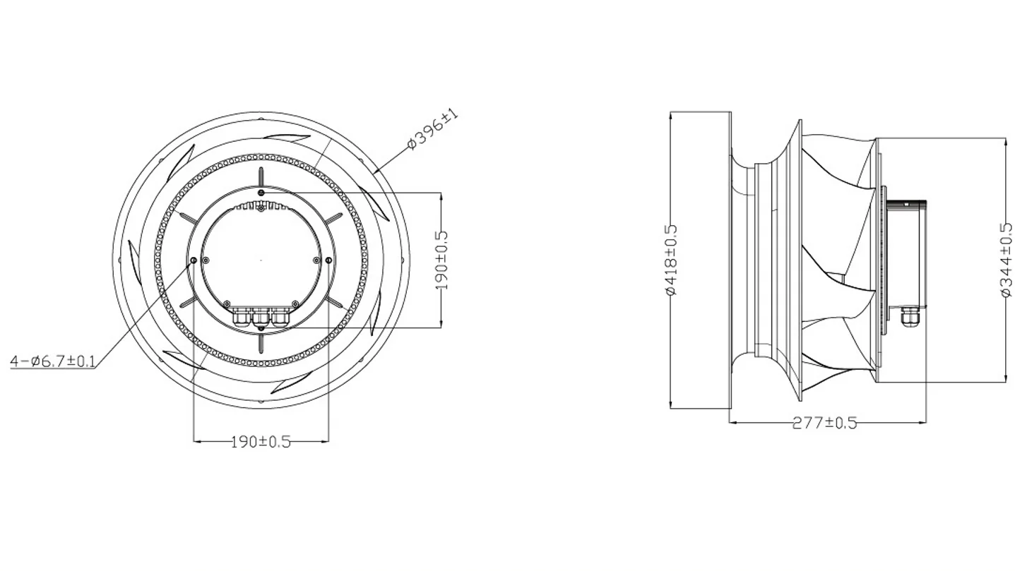 Centrifugal Fan, SF355, 420x242mm, 380V, Aluminum - detail 10