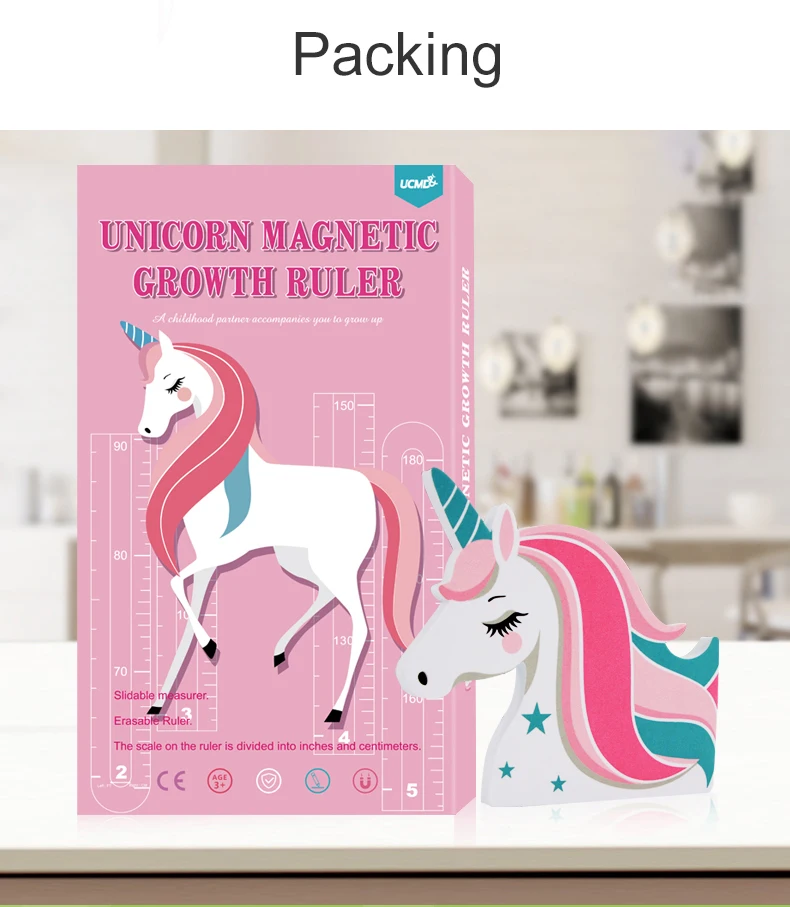 Unicorn Children's Size Ruler Children's Room Wall Growth Map Cartoon Magnetic Height Ruler manufacture