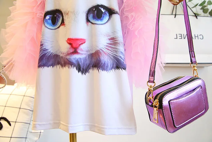 Распродажа от производителя шифоновые платья принцессы без рукавов с мультяшным котом для девочек оптовая продажа