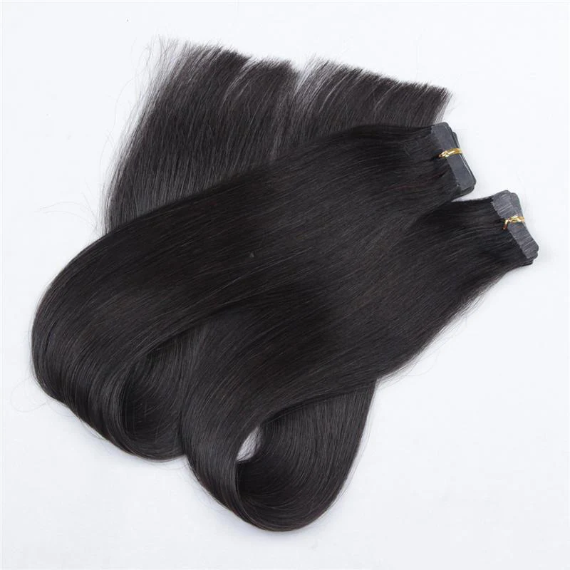 2025 wholesale natural raw straight human hair extensions double drawn tape ins hair extension  tape on remy human hair manufacture