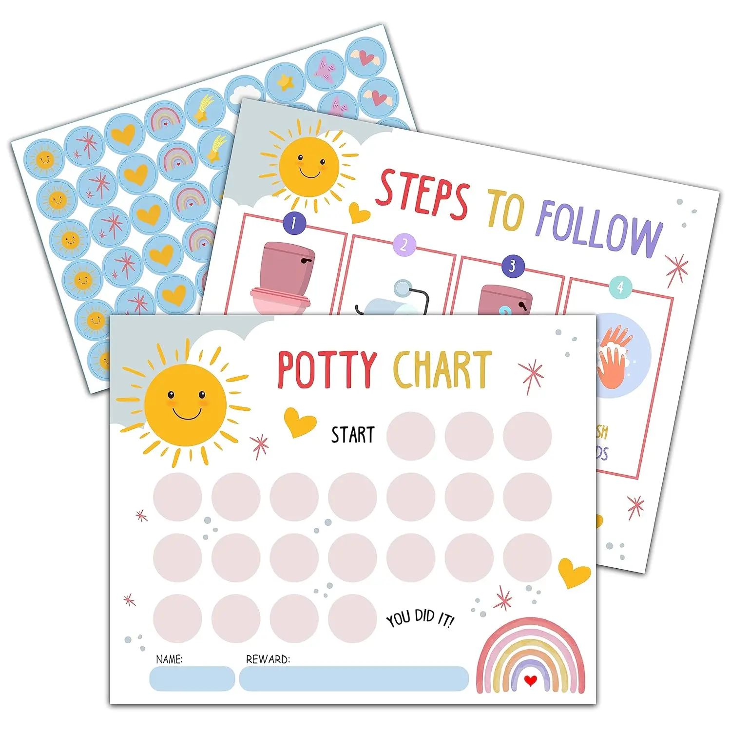 Kids Early Learning Potty Training Sticker Chart Potty Training Chart ...