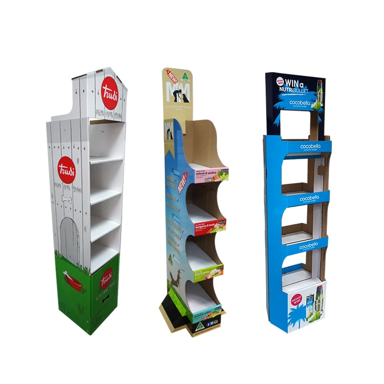 Foldable Cardboard Floor Display Racks Bottle Shape Storage Corrugated Stand for Liquor Retail Shop