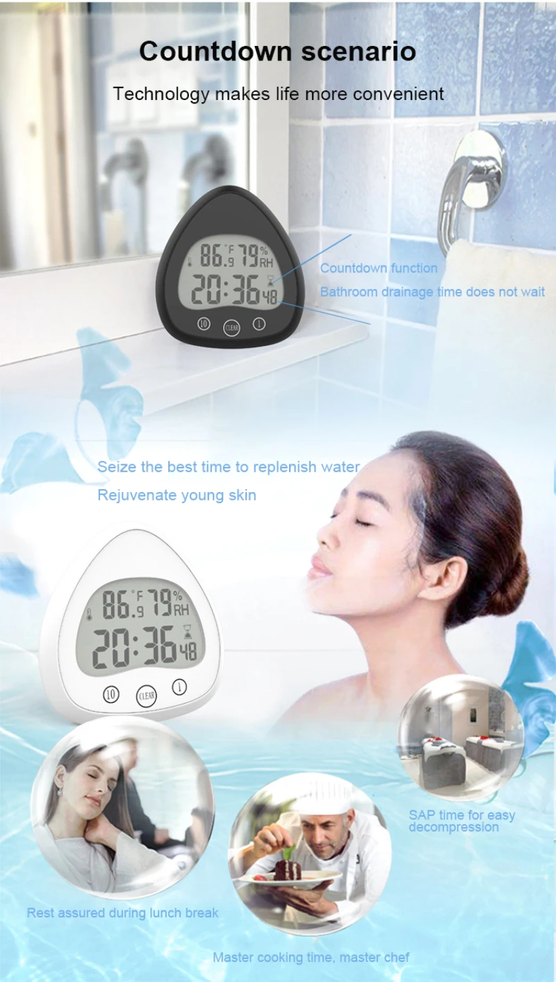2022 Hot Sale Digital Clock Wall Clock Waterproof Shower Clock Home