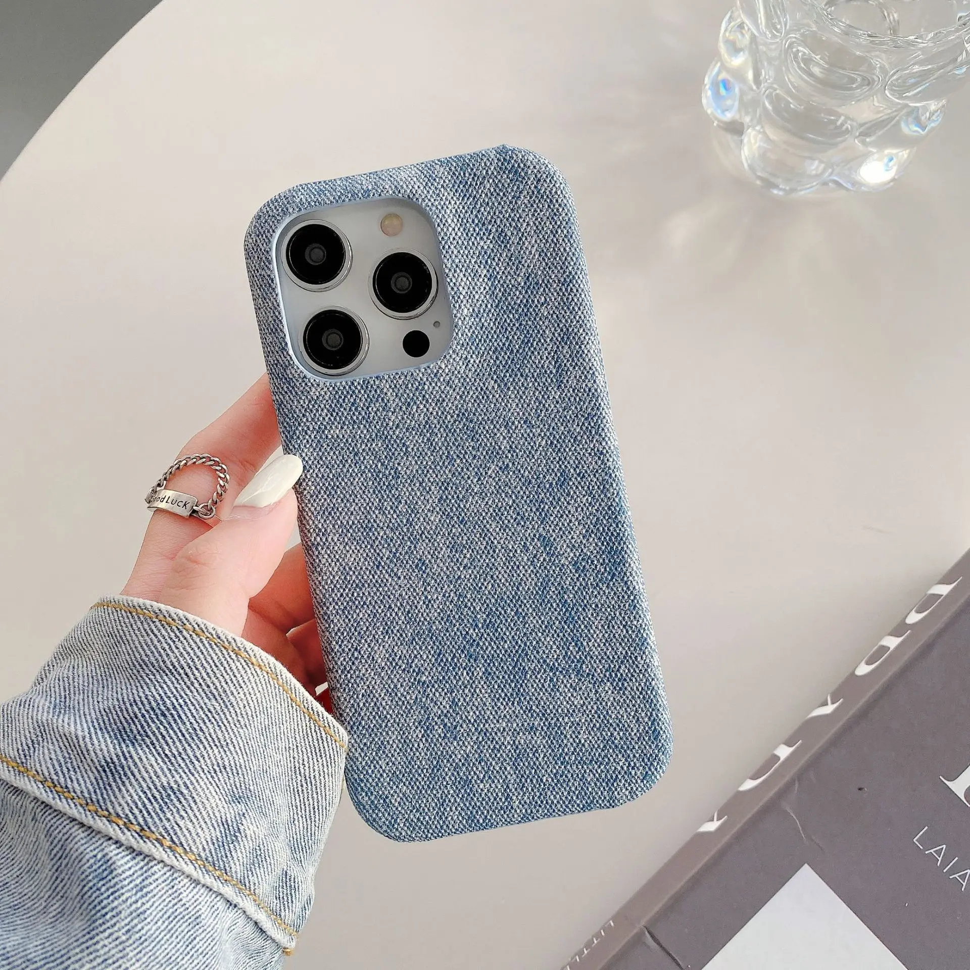 Customized Denim Phone Case For Iphone 16 15 14 13 12 11 Plus Pro Max Hard Pc Leather Shockproof Back Covers details