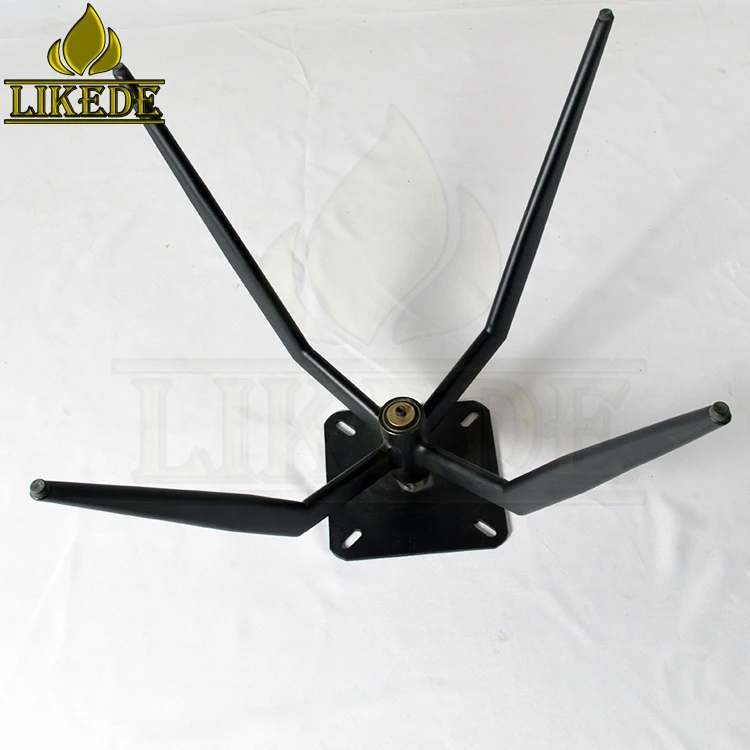 Black steel iron tilt beveled top plate pitched spider swivel base for dining chair