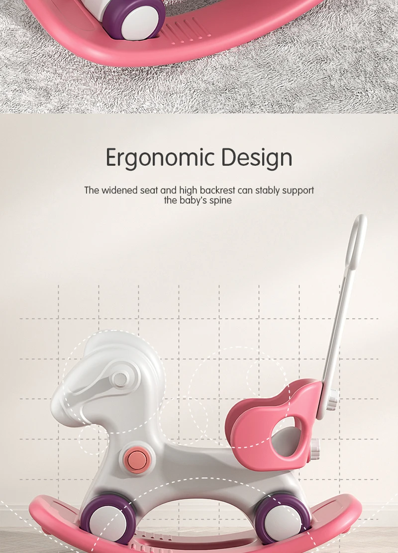 product custom kindergarten modern toddler wholesale large baby pink plastic deer kids toy rocking horse animal toy for children-7