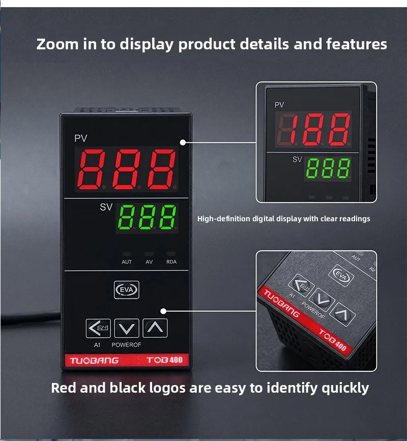 TOB Series PID Digital Temperature Controller Relay/SSR Dual Output, K/E/PT100 Input for Oven & Injection Molding Machine