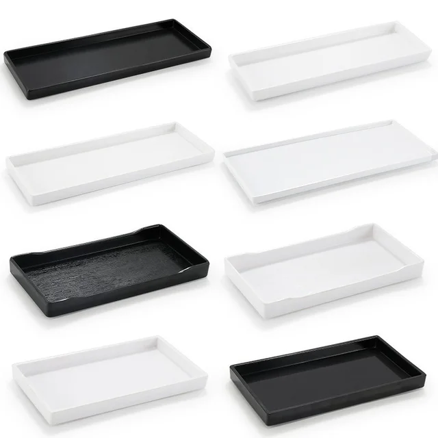 Melamine Tableware Wood Pattern Rectangle Food Serving Tray for Restaurant Canteen Cafe