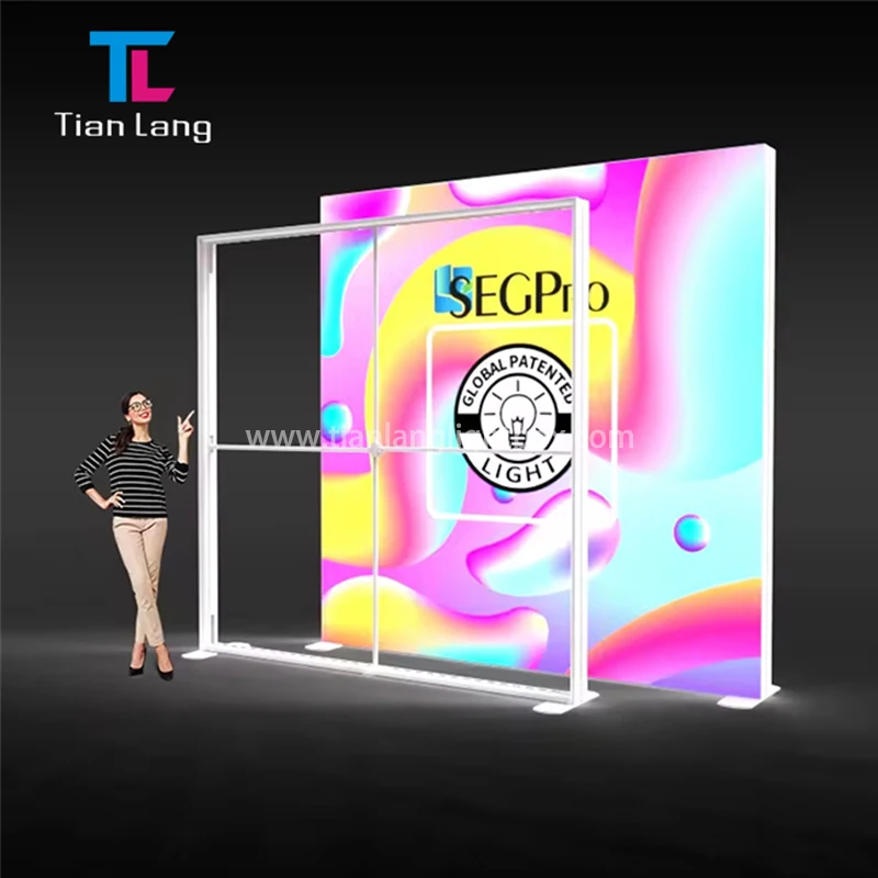 TianLang 10ft 3x3 Seg Tessuto Pop Up Fiera Trade Show Lightbox Stand Espositivo Retroilluminato Led