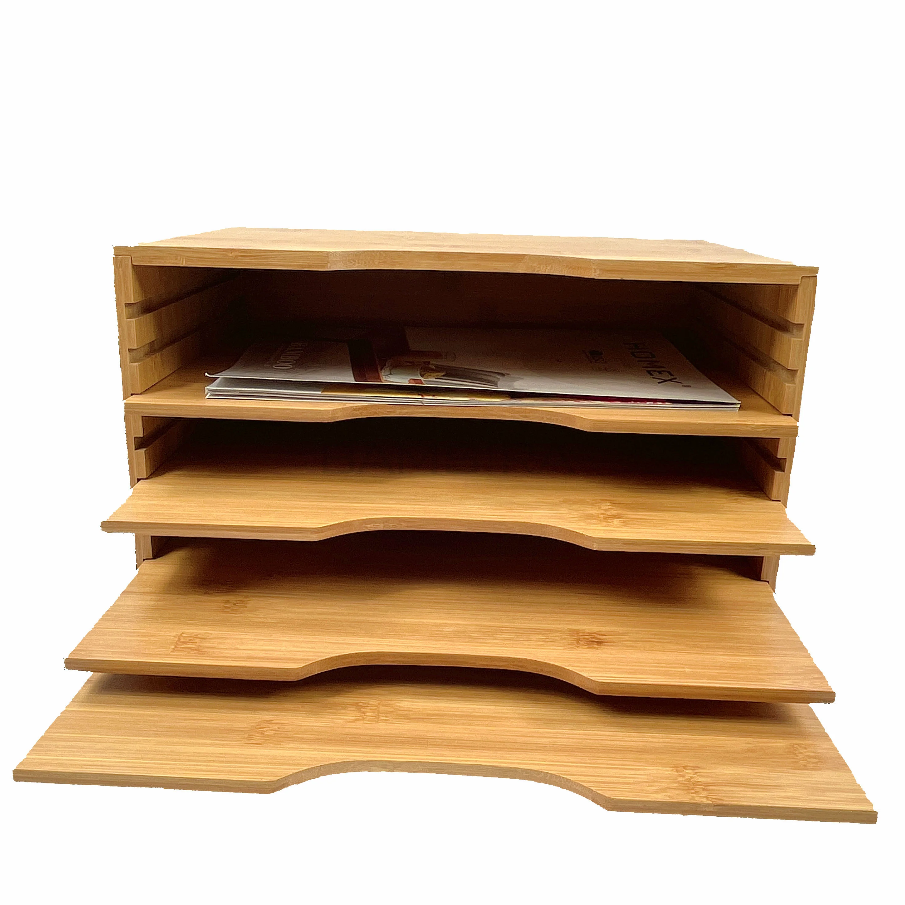 6 слотов для карт Бамбуковый стол Файл Организатор лоток документов большой деревянный