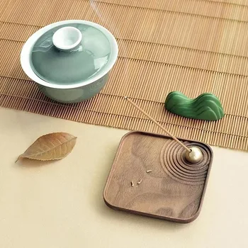 High Luxury Incense Holder for Sticks Zen tea ceremony indoor incense burner Yoga meditation walnut wood incense holder