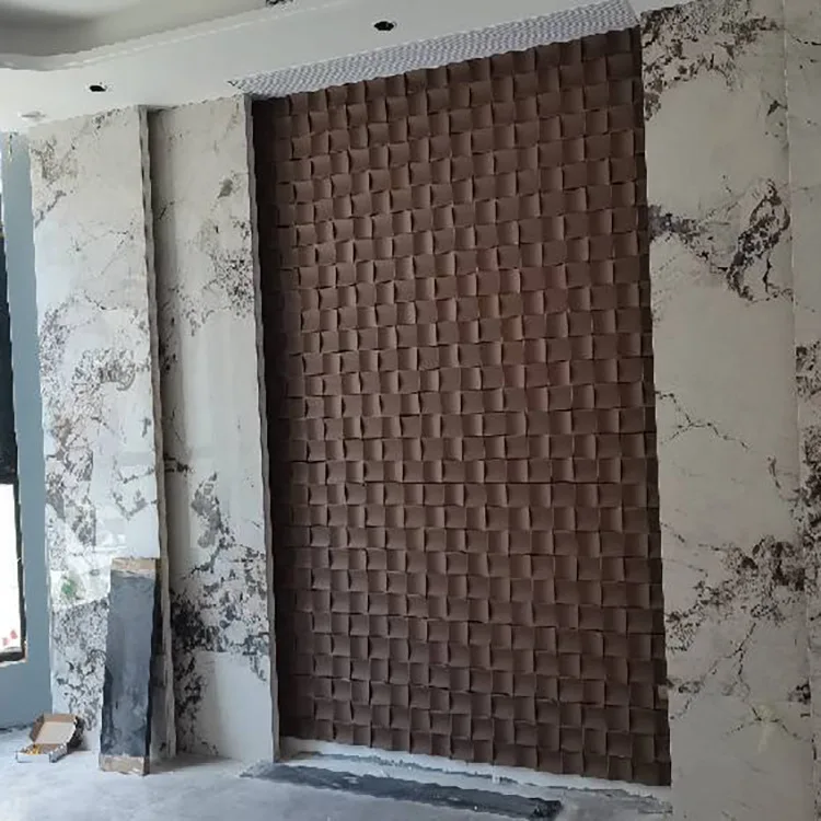 Half Matte Half Round Block Rubber Wood Mosaic Eco 3d Wallpaper for Bucatarie Dorm Wall Mosaic Art Acoustic Wood Panel