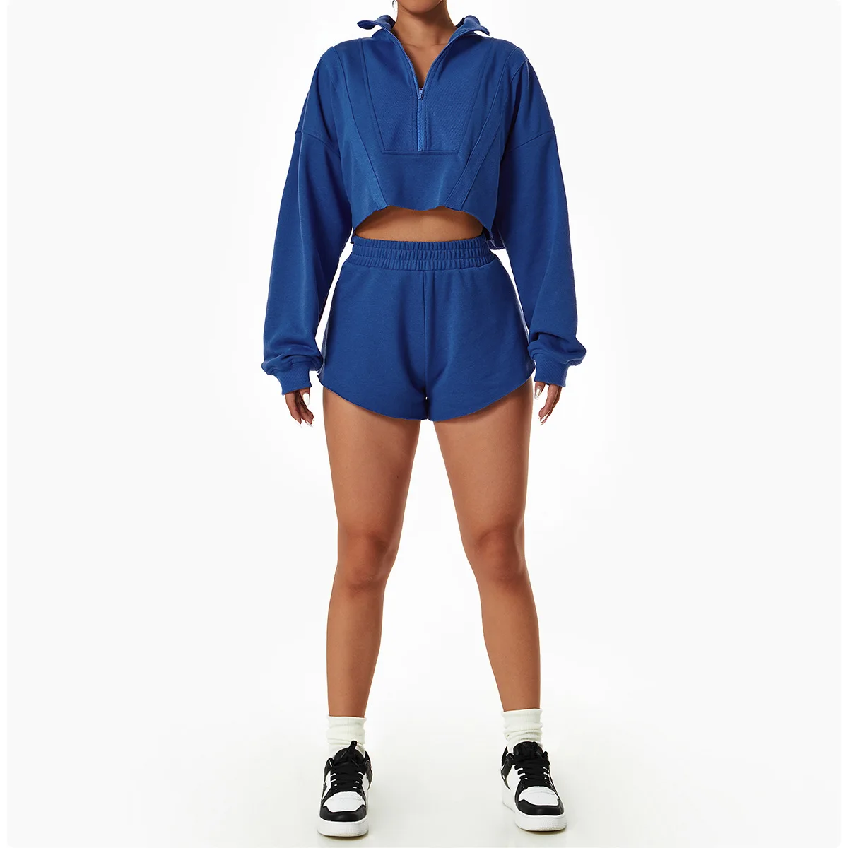 Fashion High Neck Zip Collar Long Sleeve Sports Loose Two-piece Suit main image 1