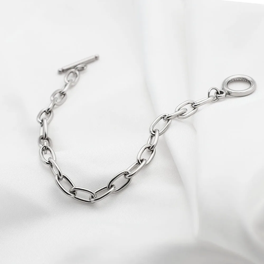 New Gold Plated Paper Clip Chain OT Buckle Bracelet Stainless