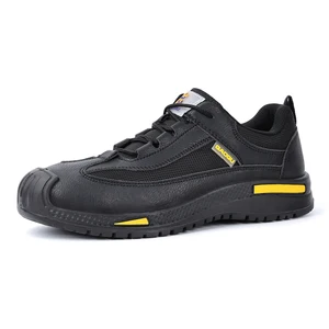 JIANKUN Unisex Comfortable Black Work Shoes Non-Slip Iron Toe Anti-Smash Anti-Puncture Safety Shoes for Men Outdoor Construction