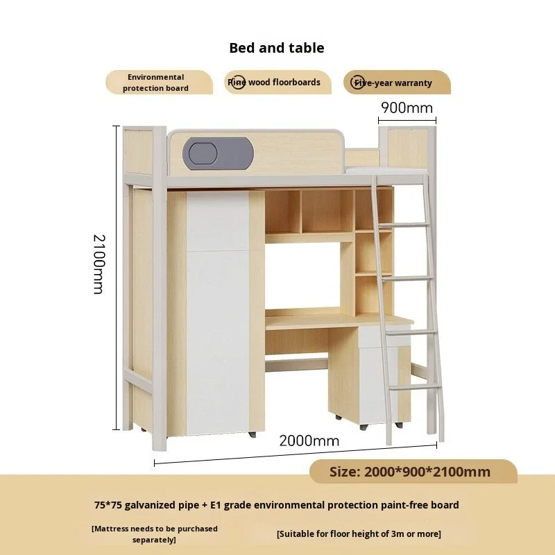 Dormitory Queen Size Good Quality Loft Bed Hostel Adult Metal Iron Frame Bunk Beds with Stairs for School Use