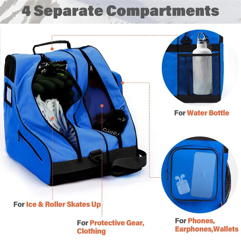 Inline Skate Bag Large Capacity Roller Skate Bag With Adjustable Shoulder Strap Carry Roller Skates for Kids and Adults