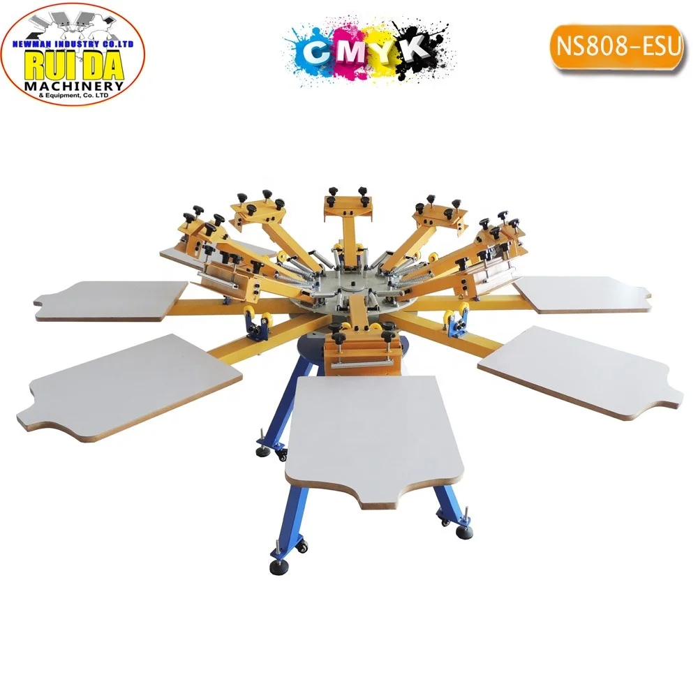 シルクスクリーン印刷機 手動で8色8ステーションカルーセルシルクスクリーン印刷機キット工場