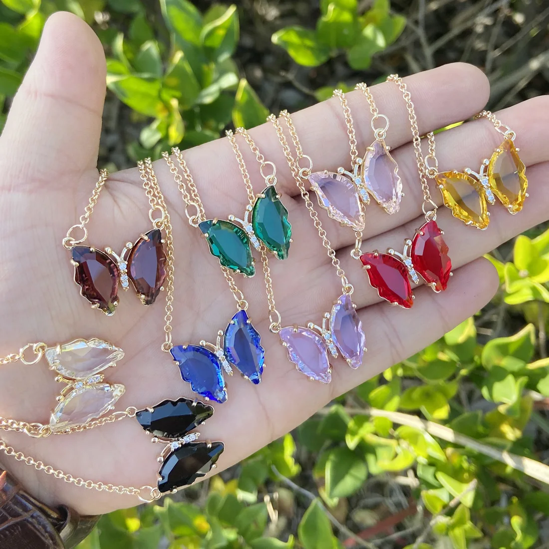 Wholesale Wholesale Fashion Women Jewelry Colourful Crystal Butterfly Necklace  Copper Chain Necklace For Women From m.