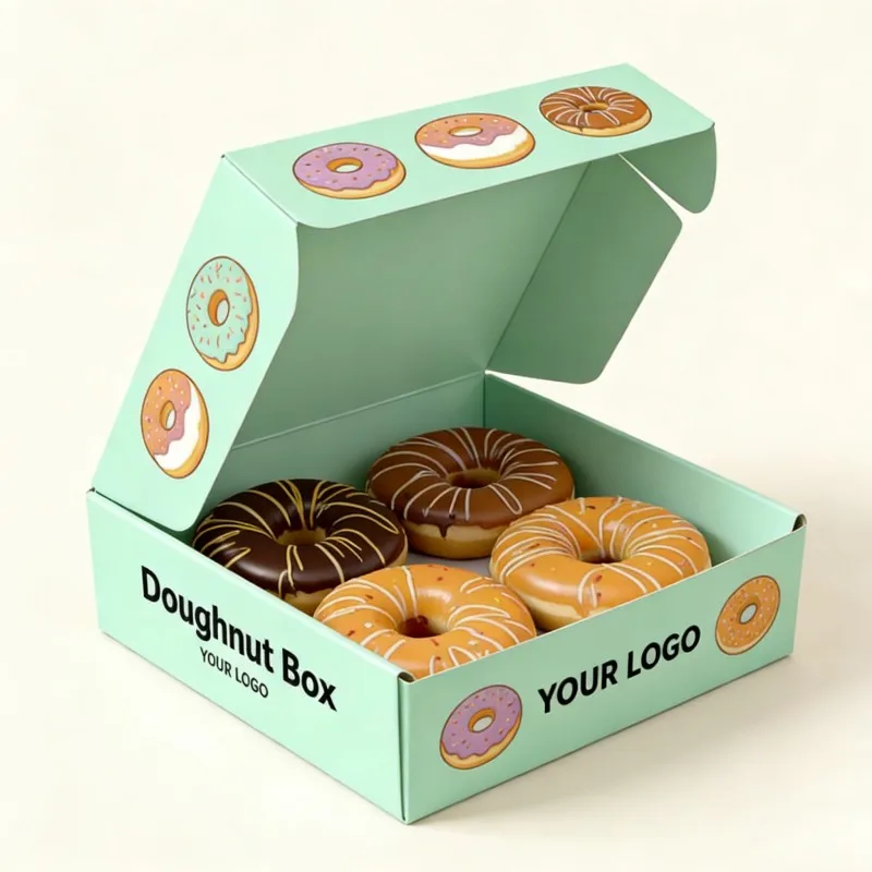 Boîtes d’expédition pliantes en matériaux recyclés, personnalisables, emballages pour confiseries, chocolats, bonbons, gâteaux, biscuits et beignets en carton