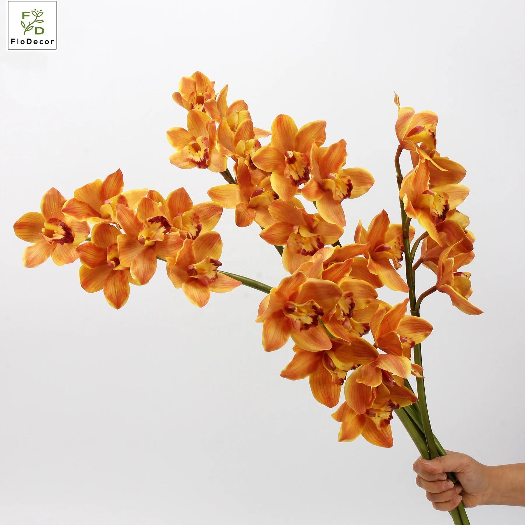High Quality 6 Heads Artificial Cymbidium 68CM Orchid Real Touch Flower for Shopping Mall Home Decoration