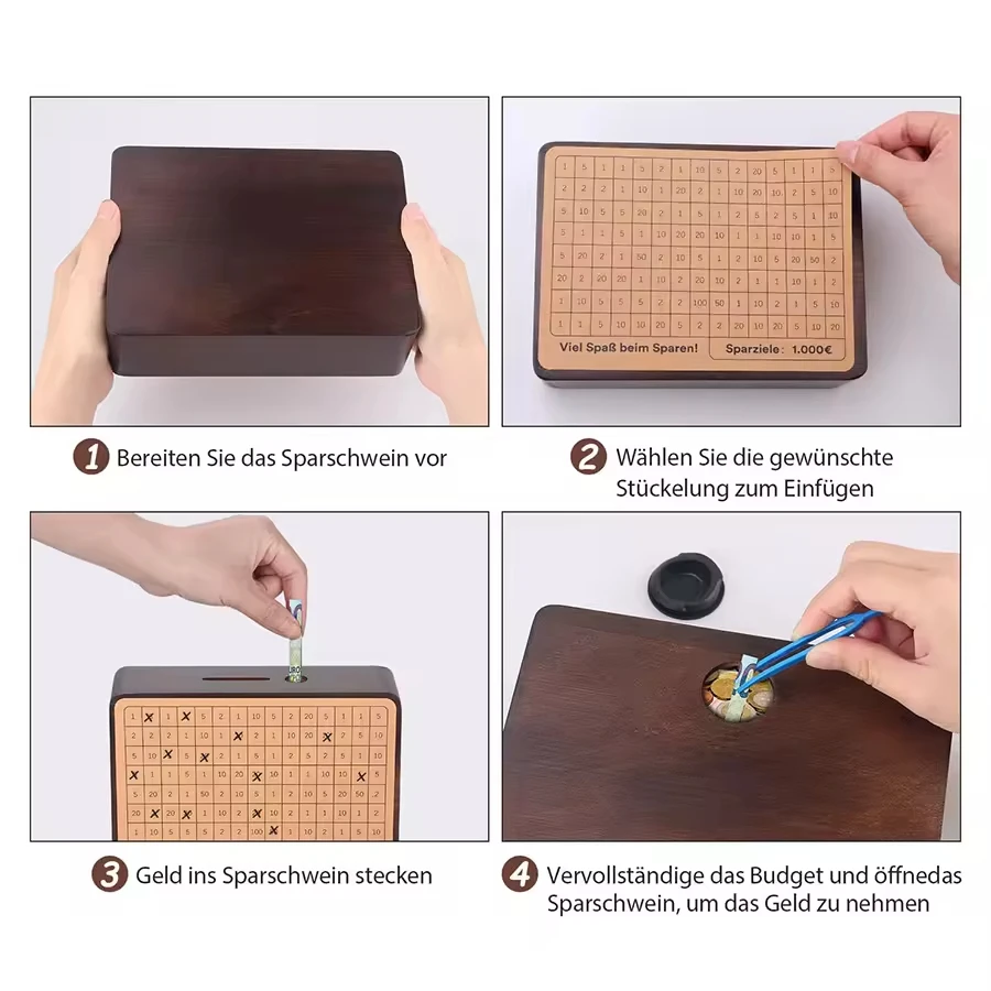 2024 новая бамбуковая Копилка деревянная копилка для денег/деревянные копилки