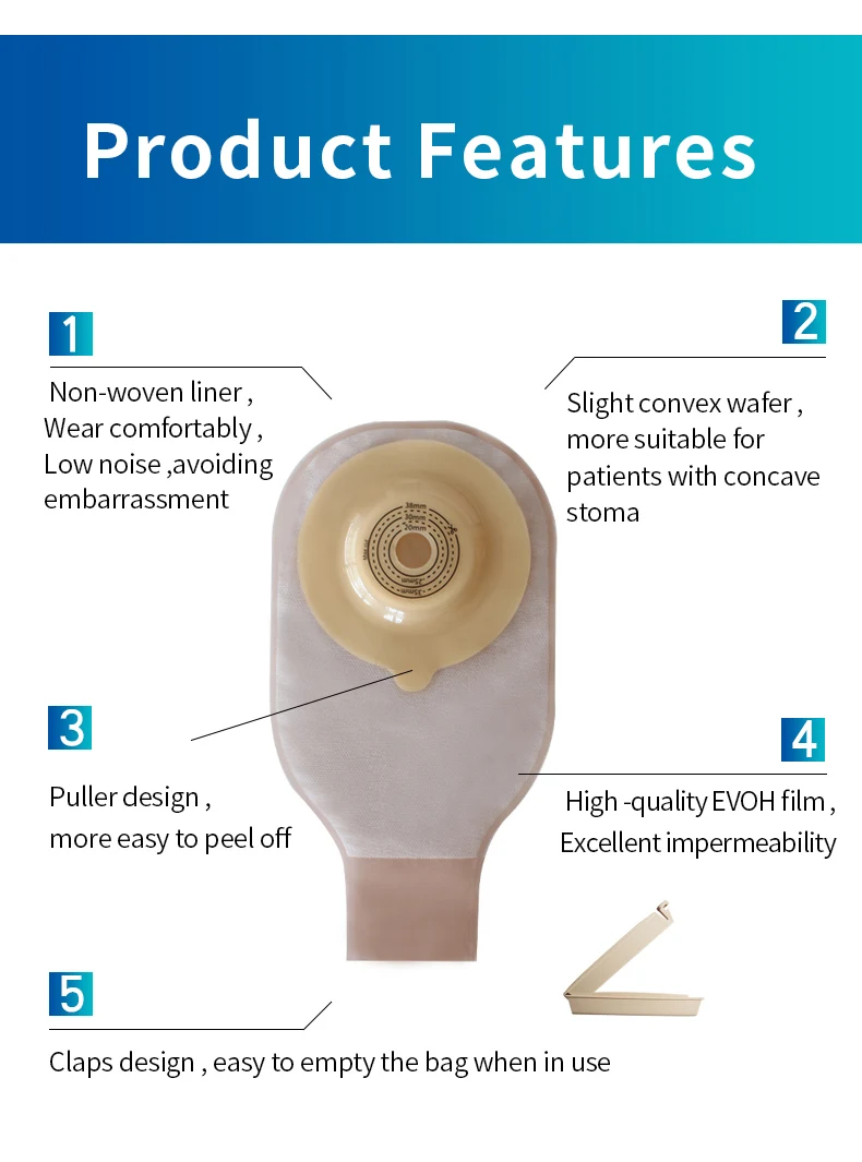 Convex Baseplate Ostomy Stoma Bag With Anit-backflow Ce Surgical ...