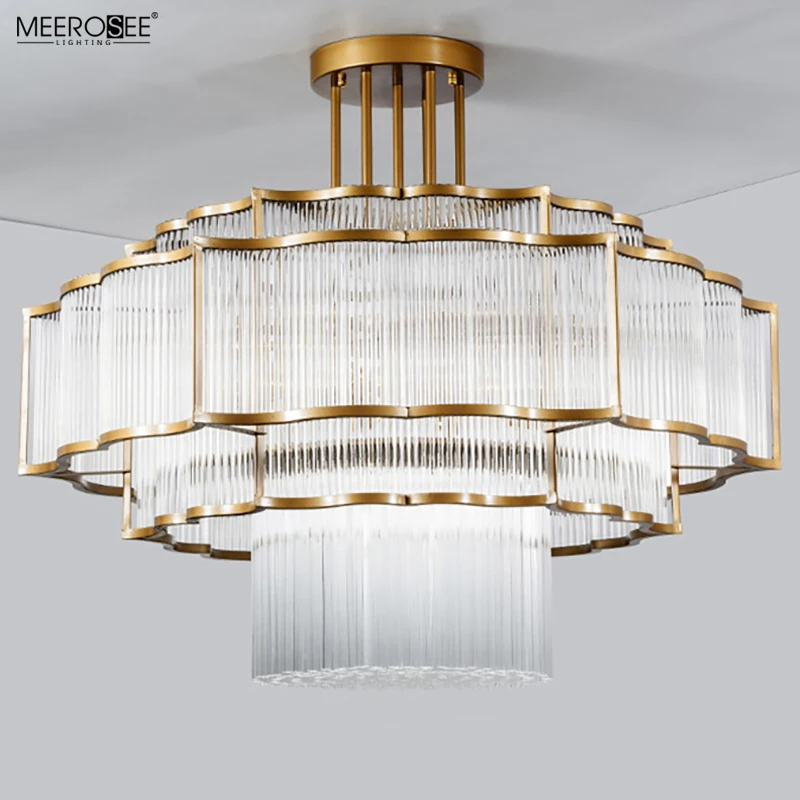 Meerosee Grand Luxury Hotel Hall Lobby Chandelier Classic Crystal Big Chandelier Pendant Light for Restaurant MD86759