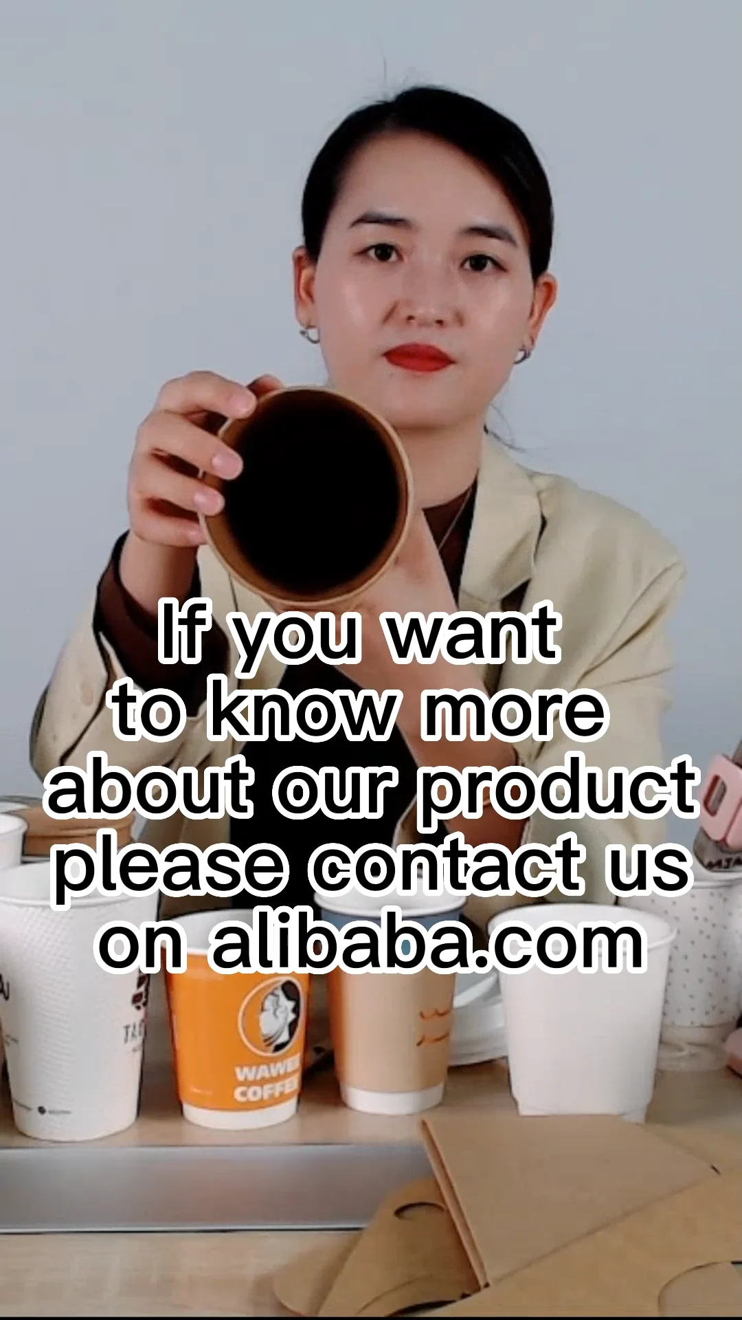 Disposable Double Wall Kraft Coffee Paper Cup With Lid From China