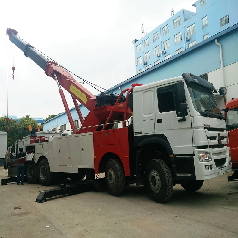 SINOTROK HOWO 8*4 LHD RHD Heavy Duty Emergency Vehicle Road Rescue Truck Rotator Wrecker Towing Truck Manufacturer