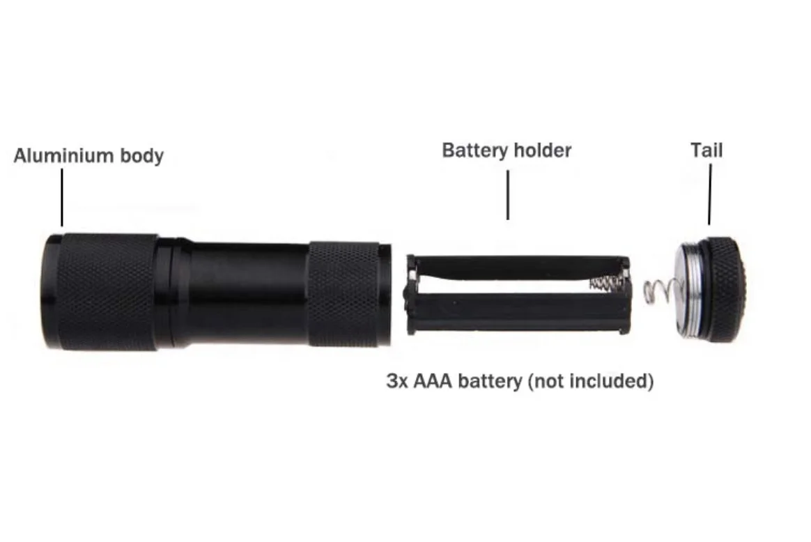 Clover UV 9 LED Mini Blacklight Flashlight Torch Light 395nm UV Flashlight for Scorpion Money Detector Hunter Finder