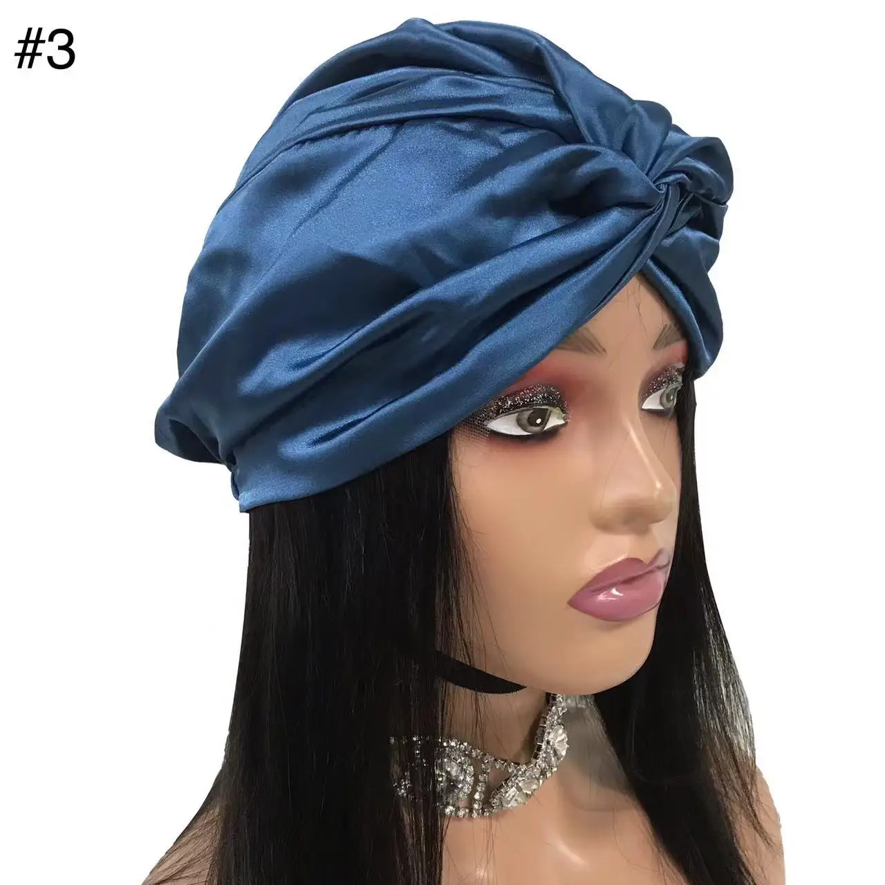 Hot Sale Satin Bonnets Plain Color Double Layer Bonnets Vendor Sleeping  Silk Hair Bonnet