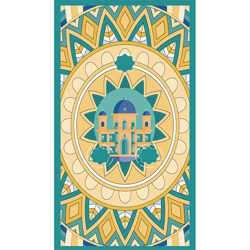 Muslim Sajadah Janamaz Islamic Islam Praying Mat Comfortable Machine Make Plain Turkey Non-Slip Prayer Mat With 15 Languages
