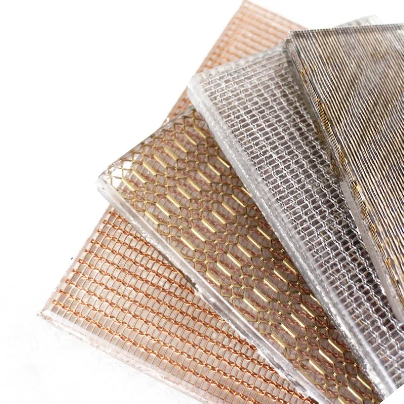 Metal Mesh Laminated Glass With Laminated Glass Golden Metal Weave Wire Mesh Laminated Glass 2693