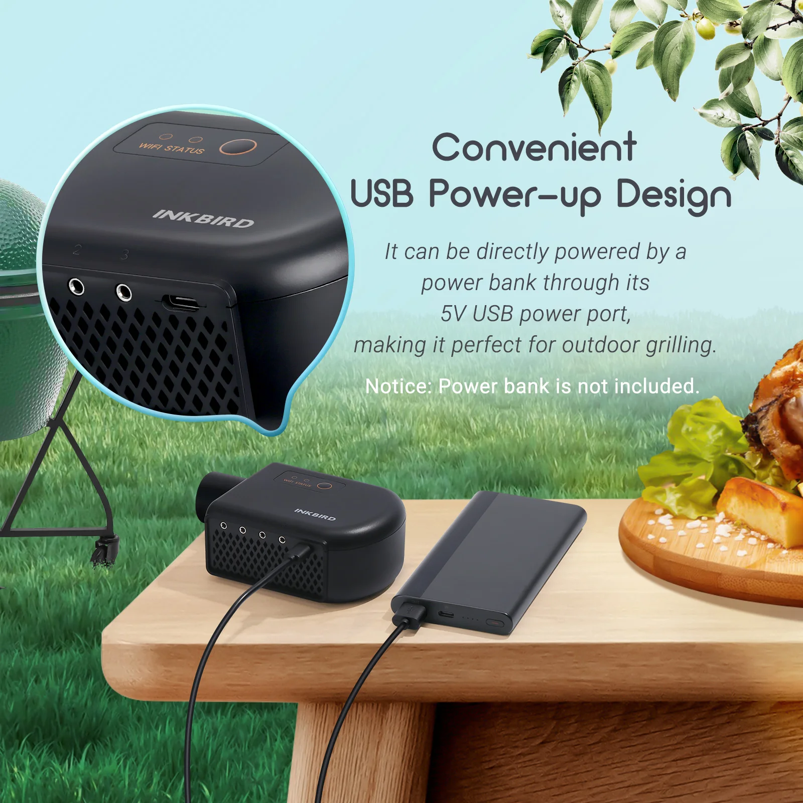 INKBIRD ISC-027W Wifi and BT BBQ Automatic Temperature Controller with Fan for Kettle Grill, Kamado Grill, Green Egg