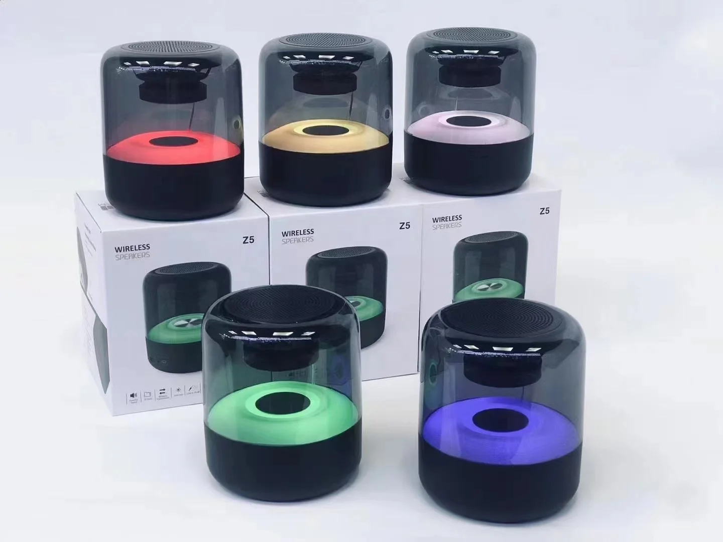Z5 ポータブル Bluetooth スピーカー IPX2 防水 RGB ライト付き