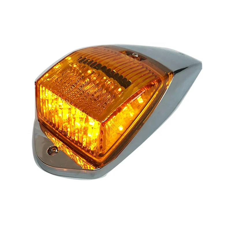 Amber Chrome 17 LED Cab Marker Lights Fit for Peterbilt Freightliner Kenworth Mack Western Star Trucks Tractors