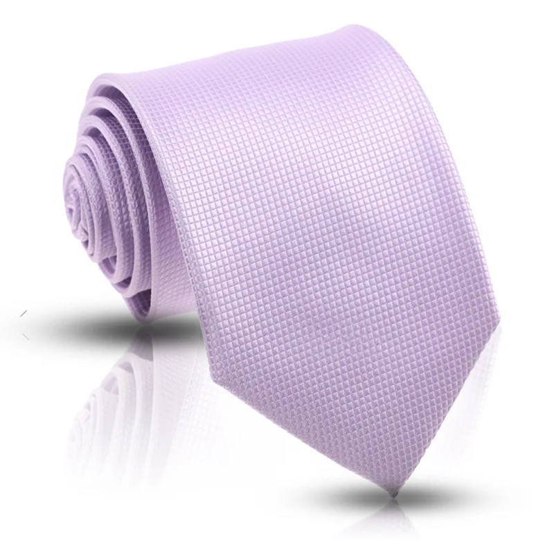 Solid Check Striped Silk Necktie 6cm Skinny Light Purple Mens Ties Polyester Neckties Gravatas for Party Wedding Wholesale Tie